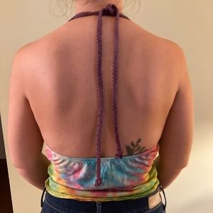 Tye dyed Urban Outfittters crop halter top. Size medium.